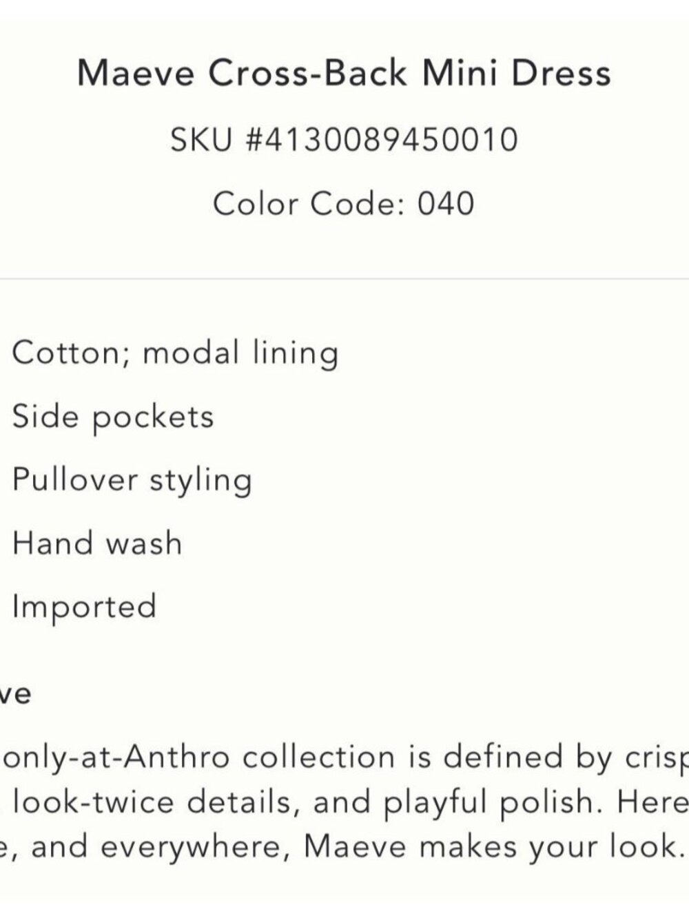NWT Maeve by Anthropologie Cobalt Blue Pullover Crossback Mini Dress Small - Picture 3 of 9